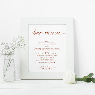 Poster Bar Menu Mariage Terracotta Rust Fall Minimal