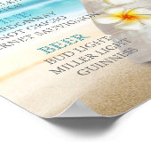 Poster Bar Menu pour un Mariage sur la plage (Coin)