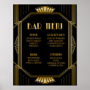 Poster Bar Menu Wedding Sign Gatsby Art Deco