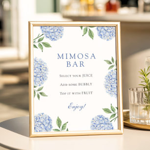 Poster Bar Mimosa à la frontière simple des hortensias bl
