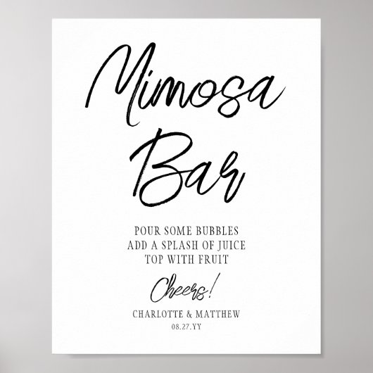 Poster Bar Mimosa Acclamations Moderne Écriture Manuscrit (Devant)