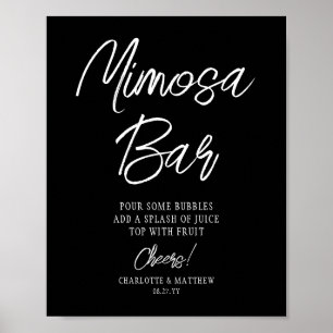 Poster Bar Mimosa Chefs Moderne Script manuscrit Noir