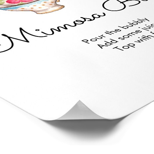 Poster Bar Mimosa de mariée moderne Blush et White Tea Pa (Coin)