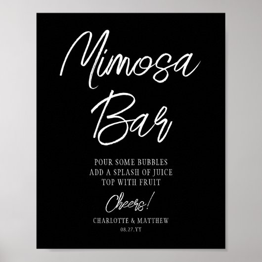 Poster Bar Mimosa Félicitations Moderne Écriture Manuscri (Devant)