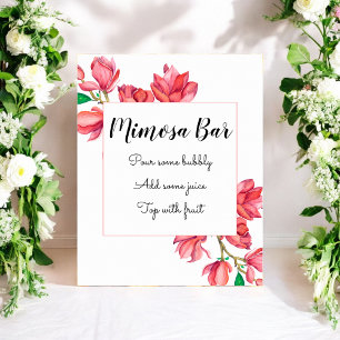 Poster Bar Mimosa Fleurs de mariage rose blanc