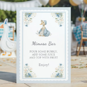 Poster Bar Mimosa Oie Bébé Bleu Fille Baby Shower Floral
