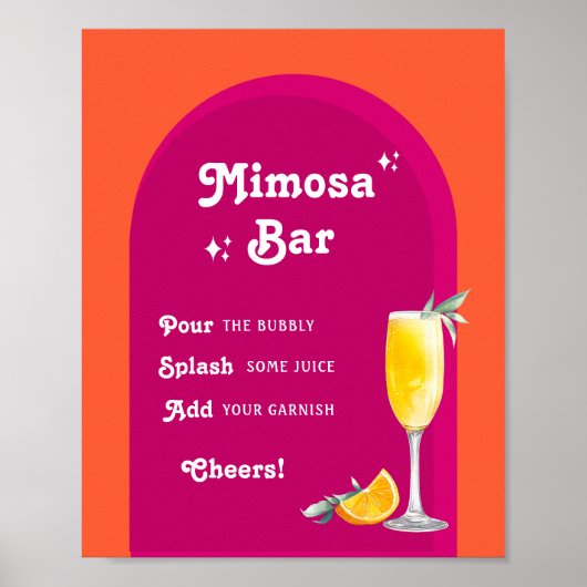 Poster Bar Mimosa Retro Sunset Rose & Orange (Devant)