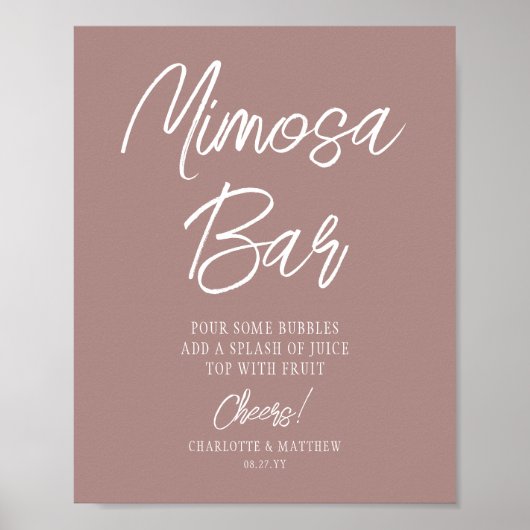 Poster Bar Mimosa Santé Écriture Moderne Rose Gold (Devant)