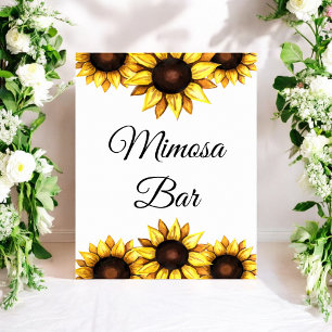 Poster Bar Mimosa Tournesol Fleurs Jaunes Blanches Mariag