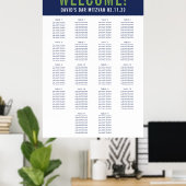 Poster BAR MITZVAH SEATING GRAPHIQUE 18 tables marine ver (Bureau à domicile)