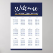 Poster BAR MITZVAH TABLE PLAN 12 tables Marine moderne (Devant)