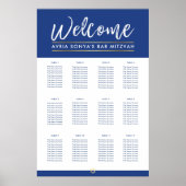 Poster BAR MITZVAH TABLE PLAN 12 tables or bleu royal (Devant)