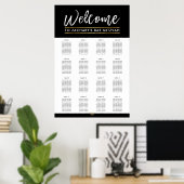 Poster BAR MITZVAH TABLE PLAN 16 tables moderne noir (Bureau à domicile)