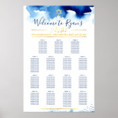 Poster BAR MITZVAH TABLE PLAN or étoile bleu aquarelle (Devant)