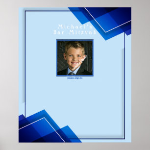 Poster Bar Mitzvahs Géométrique Bleu Moderne