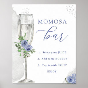Poster Bar "MOM"osa, Fleurs d'argent bleu & Verre, Douche