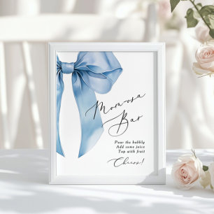 Poster Bar Momosa au ruban bleu Baby Boy Shower