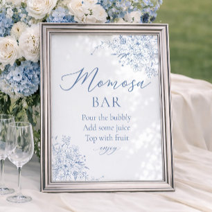 Poster Bar Momosa pour Baby Shower Bleu