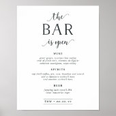 Poster Bar Ouvert | Panneau du menu de la barre Mariage (Devant)