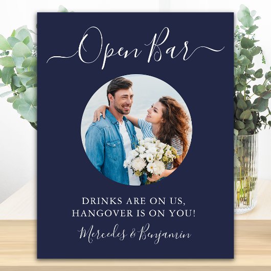 Poster Bar ouvert Photo personnalisée Boissons de mariage