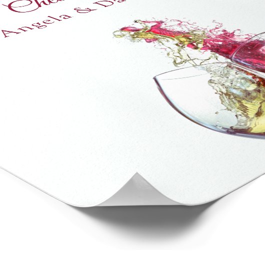 Poster Bar ouvert vins rouges et blancs élégants Mariage (Coin)