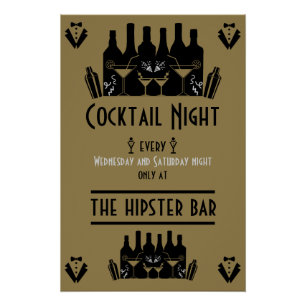 Poster Bar Pub de Nuit de Cocktail