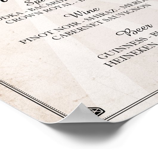 Poster Bar Rustique Crâne Halloween Signal Mariage Récept (Coin)