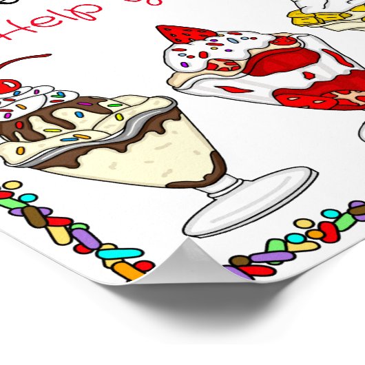 Poster Bar Sundae à crème glacée | Panneau Mariage ou Bab (Coin)