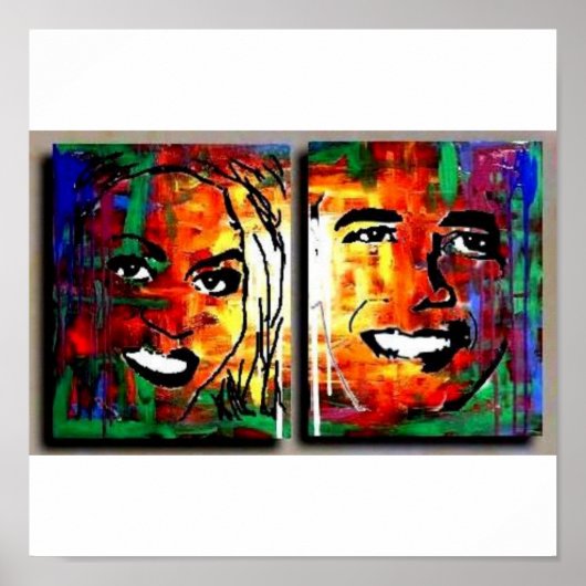 POSTER BARACK MICHELLE OBAMA PRÉSIDENT NOIR PREMIÈRE DAME (Devant)