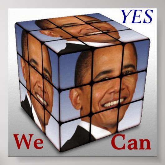 Poster Barack Obama Cube, OUI, Nous Pouvons (Devant)