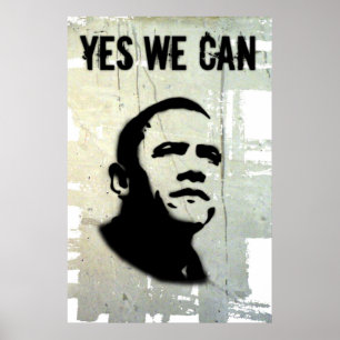 Poster Barack Obama : OUI NOUS POUVONS (le pochoir)