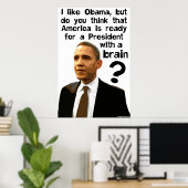 Poster Barack Obama - Un président avec un cerveau (Bureau à domicile)