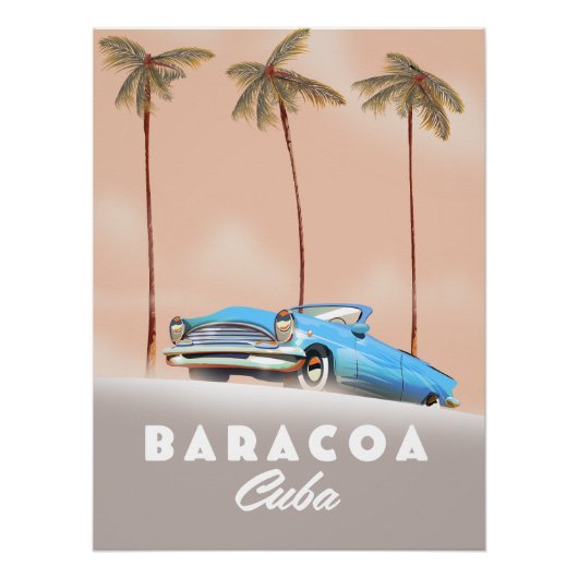 Poster Baracoa Cuba voiture ancienne (Devant)