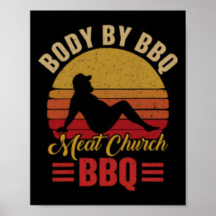 Poster Barb masculin par BBQ Vintage Meat Church Grill Ba