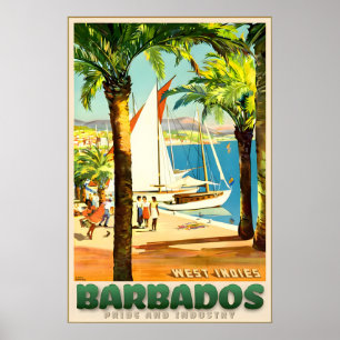 Poster Barbade Bridgetown Antilles Caraïbes Tropic