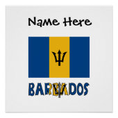 Poster Barbados and Barbadian Flag with Your Name (Devant)
