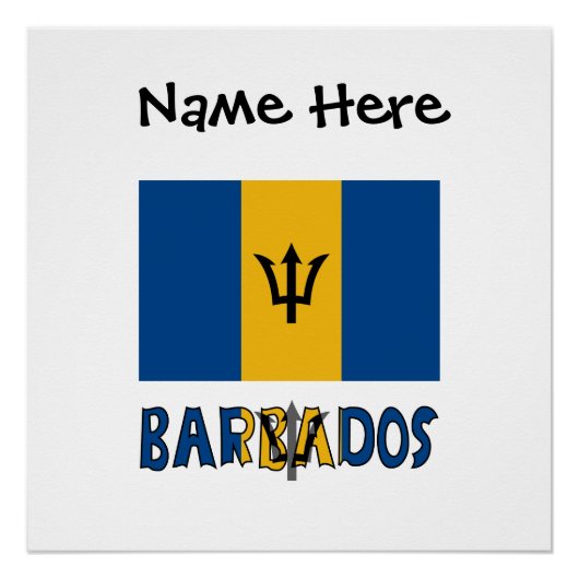 Poster Barbados and Barbadian Flag with Your Name (Devant)