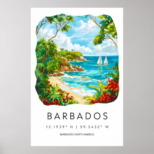 Poster Barbados Aquarelle 2 (Devant)