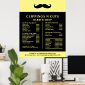 Poster Barbe Noire, Liste de Prix des Barbiers pour Homme (Bureau à domicile)