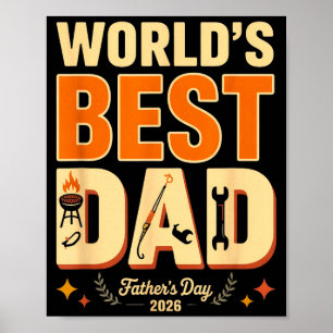 Poster Barbecue à grill du père de monde humour fête des