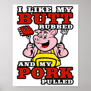 Poster Barbecue J'Aime Mon Beurre Et Mon Porc Tiré
