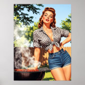 Poster Barbecue Pin-up Vintage (Devant)