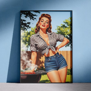 Poster Barbecue Pin-up Vintage