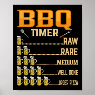 Poster Barbecue Timer Rare Rare Moyen Bien Fait Grill Ama