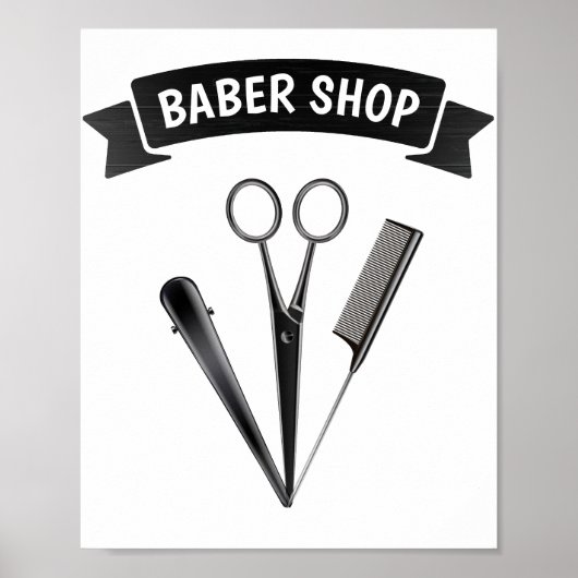 Poster Barber Shop Coiffeur Moderne (Devant)