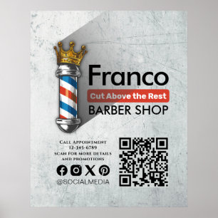 Poster Barber Shop Royal Couronne Barber Pole Salon des c
