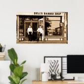 Poster Barber Shop Vintage Retro Americana (Bureau à domicile)