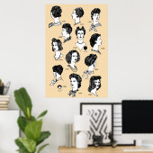 Poster Barber vintage coiffure 1940s fille rétro (Bureau à domicile)