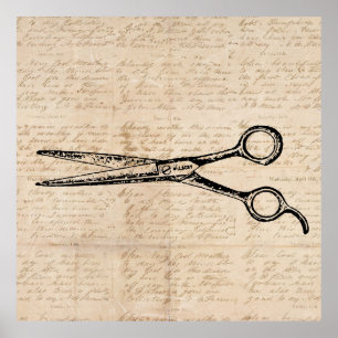 Poster Barbershop Hair Cutting Shears Barber Scissors