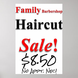Poster Barbier de famille Haircut Vente Beauté Salon Post